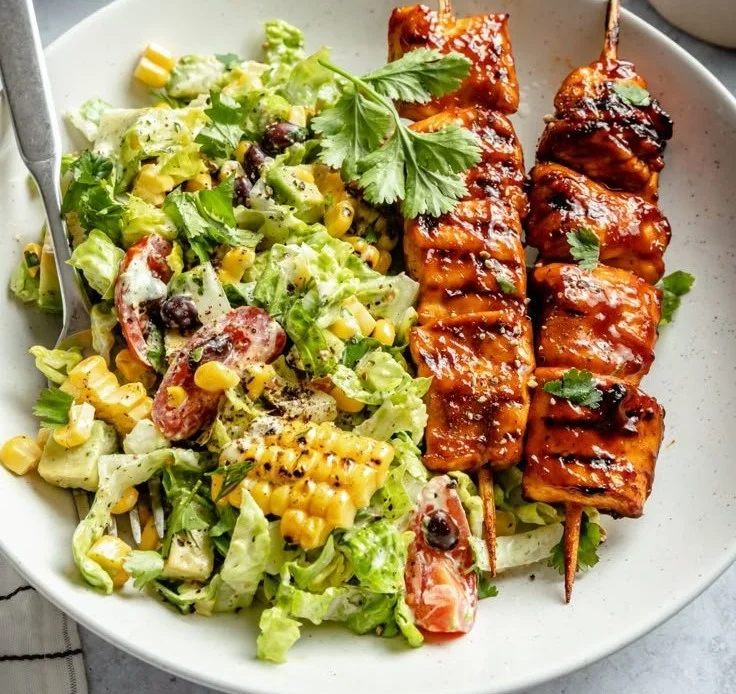 BBQ Chicken Skewer Salad
