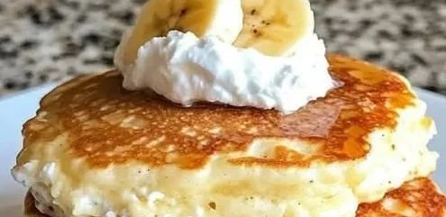 Fluffy Banana Cottage Cheese Pancakes