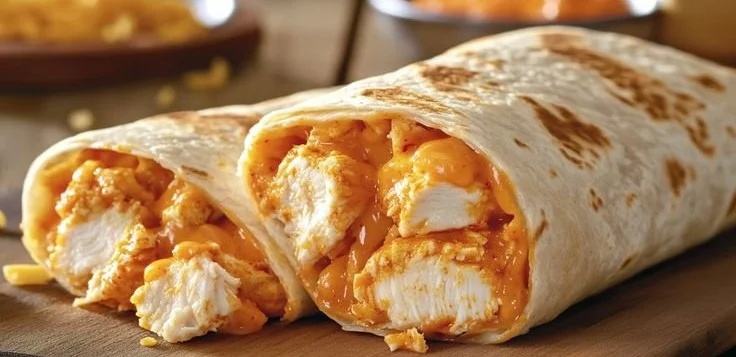 High Protein Low Calorie Cheesy Buffalo Chicken Burritos