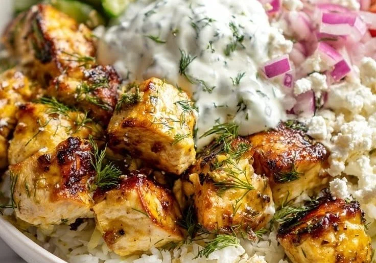 High Protein Mediterranean Lemon-Dill Chicken Bowls (Easy &amp; Meal Prep Friendly)