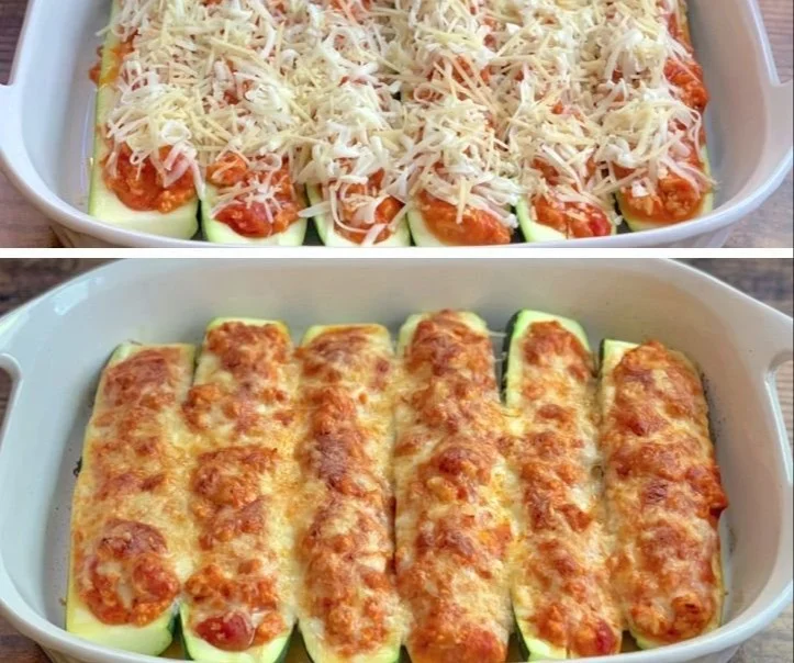 Low Carb Chicken Parmesan Zucchini Boats