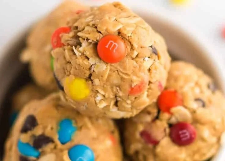 Delicious Monster Cookie Protein Balls made with oats, peanut butter, and chocolate chips